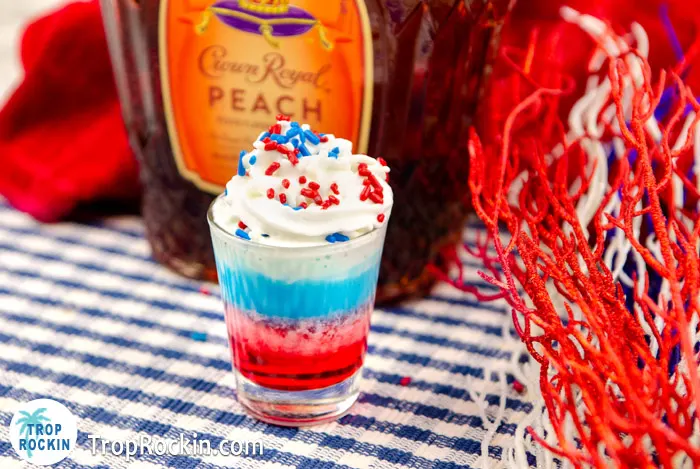 Red white and blue jello shots for Fourth of July.