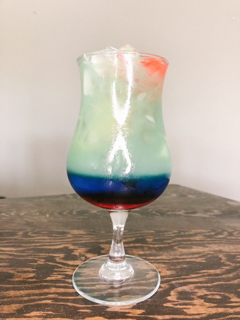 Malibu Rum And Blue Curacao Cocktail (Rainbow Dream)