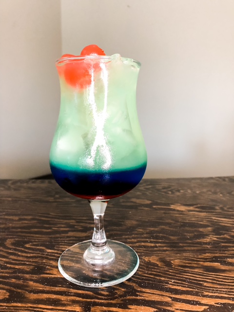 blue Curacao and Malibu rum cocktail