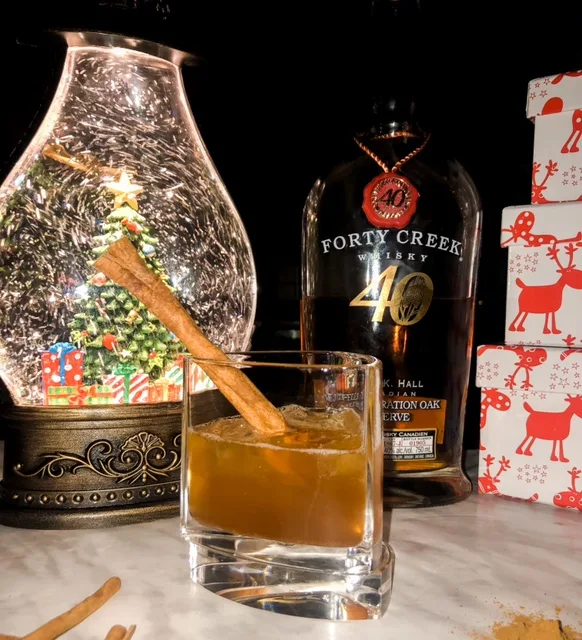 christmas cocktail with maple syrup