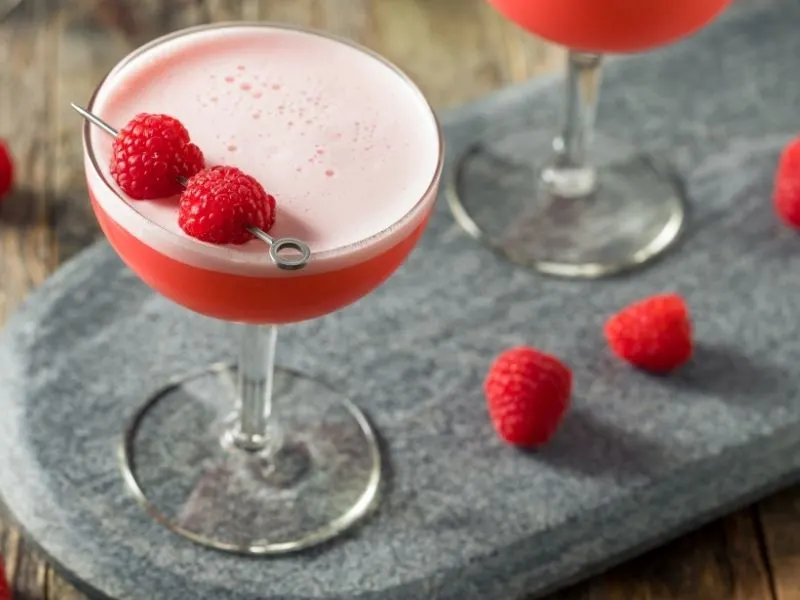 Clover Club Cocktail With Fresh Raspberries