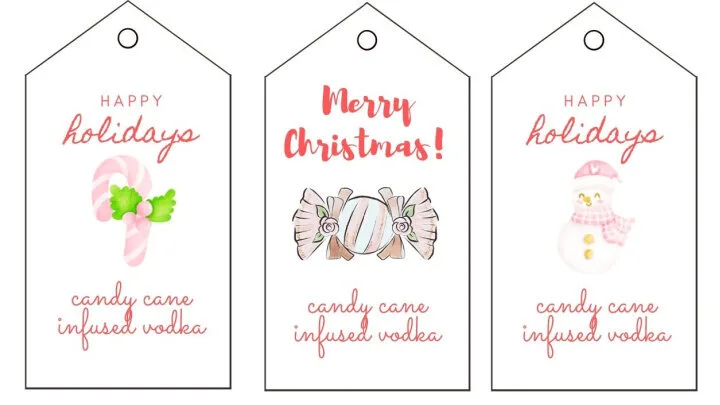 free printable tags for candy cane vodka