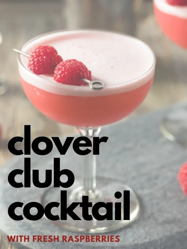 Clover club cocktail with fresh raspberries