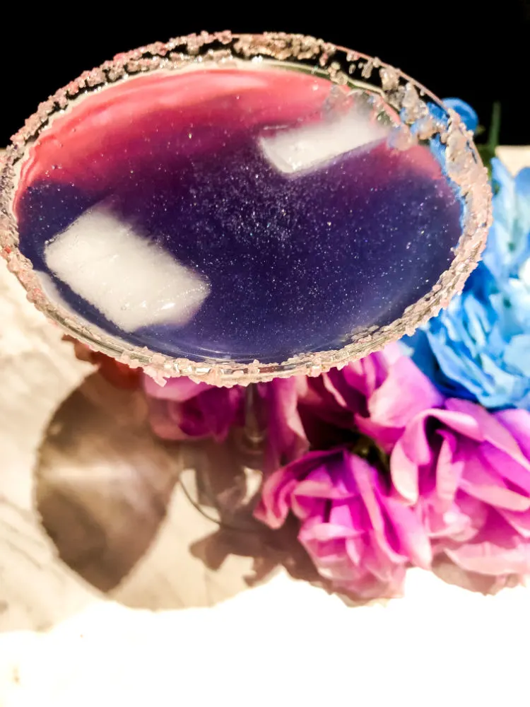 pink sugar rim for Encanto cocktail
