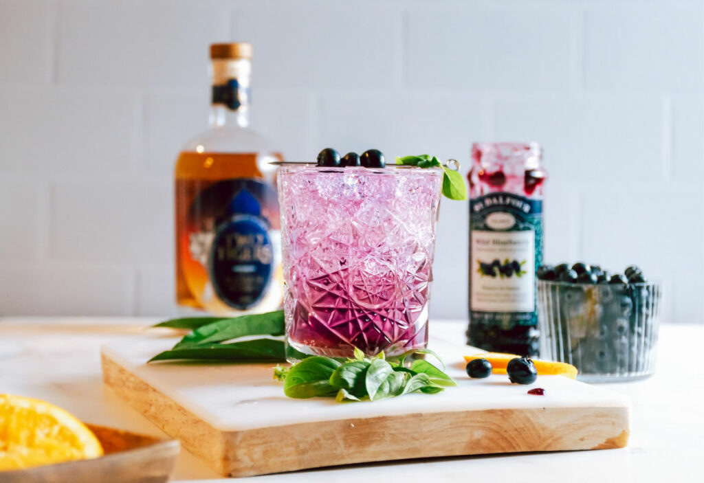 Blueberry whiskey smash
