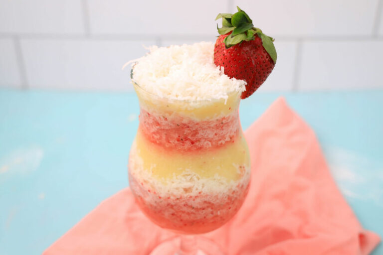 Strawberry Pineapple Rum Slushie with Coconut