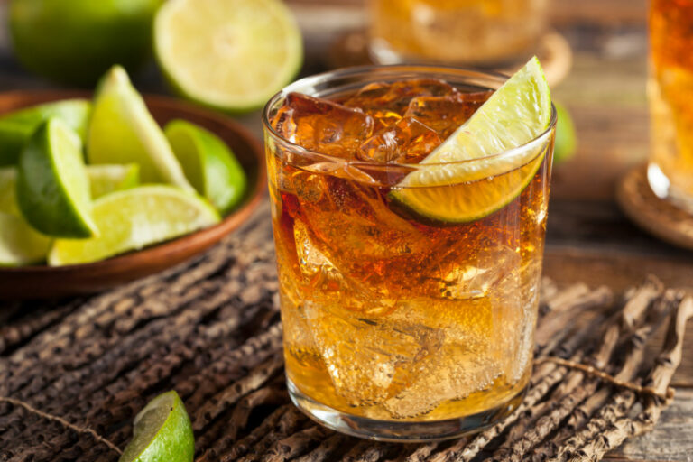 Dark and Stormy Rum Cocktail with Lime and Ginger Beer