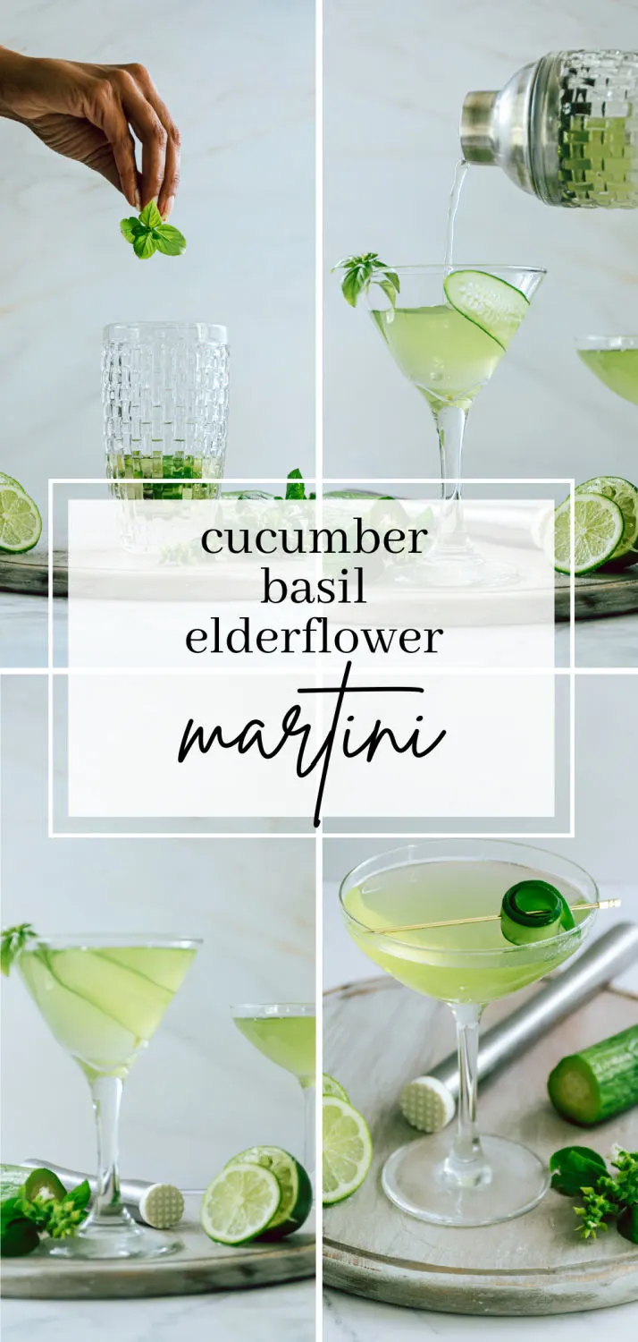 cucumber elderflower basil martini