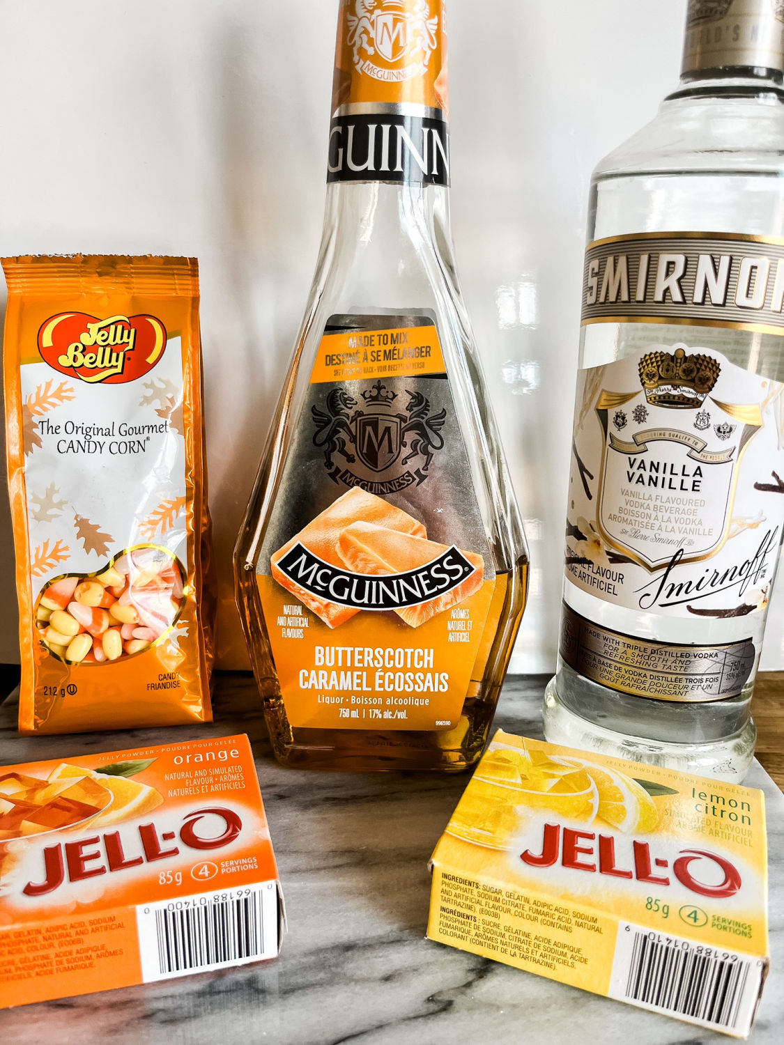 Candy Corn Jello Shots With Butterscotch Schnapps