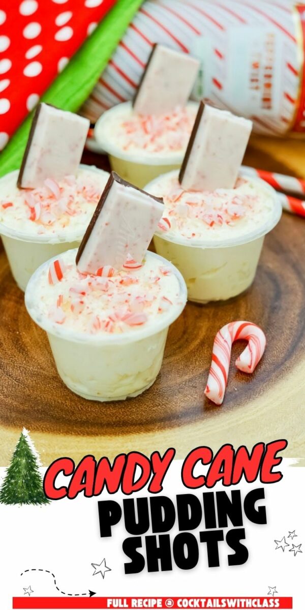 Peppermint Bark Pudding Shots (Candy Cane Pudding Shots)