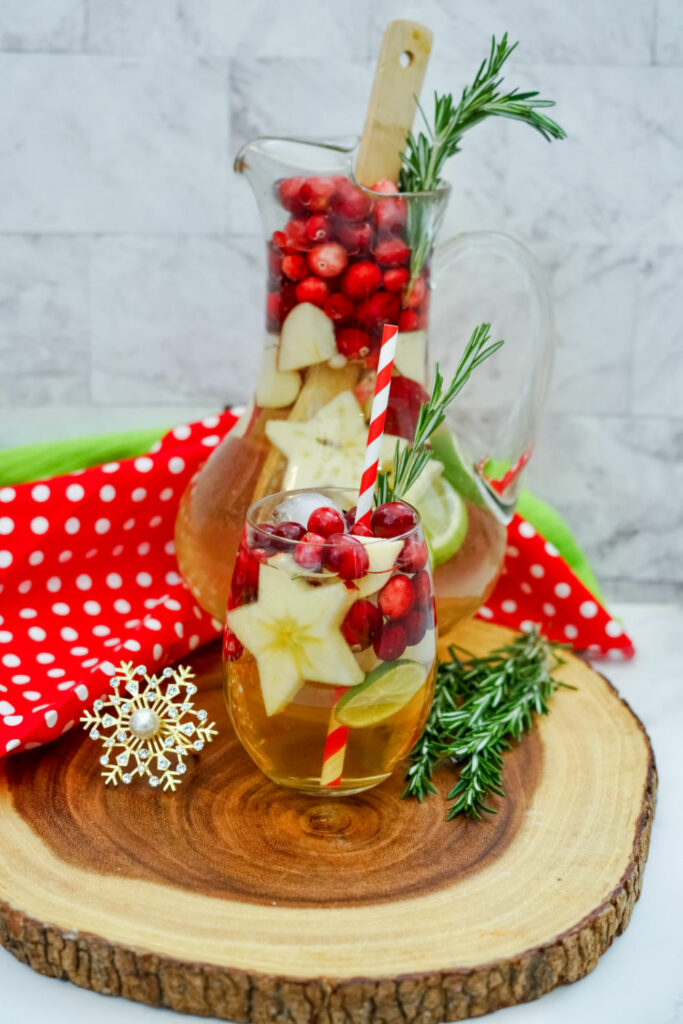 winter white Sangria with Champagne