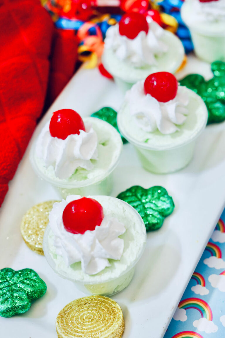 Shamrock Shake pudding shots