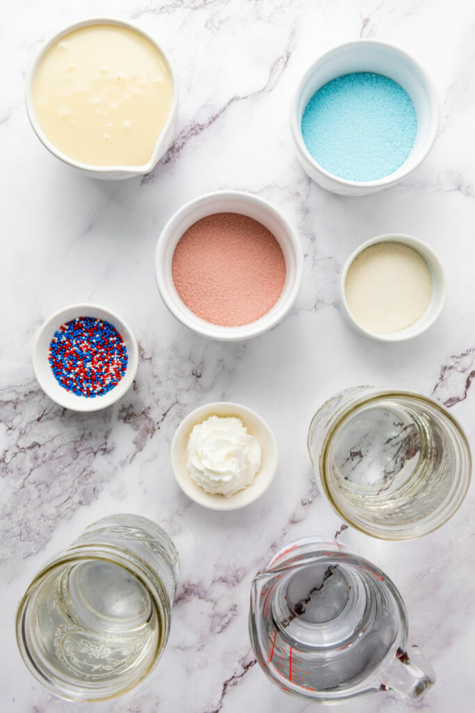 Red, White and Blue Jello Shots Ingredients