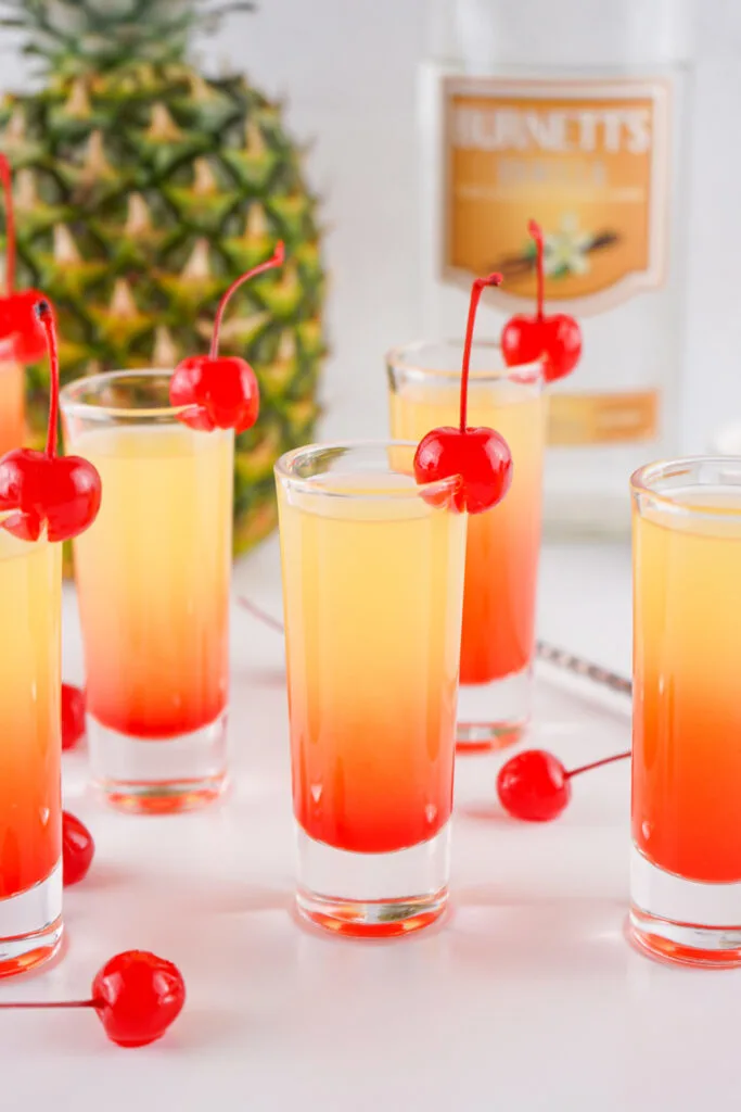 Pineapple Upside-Down Cake Shots