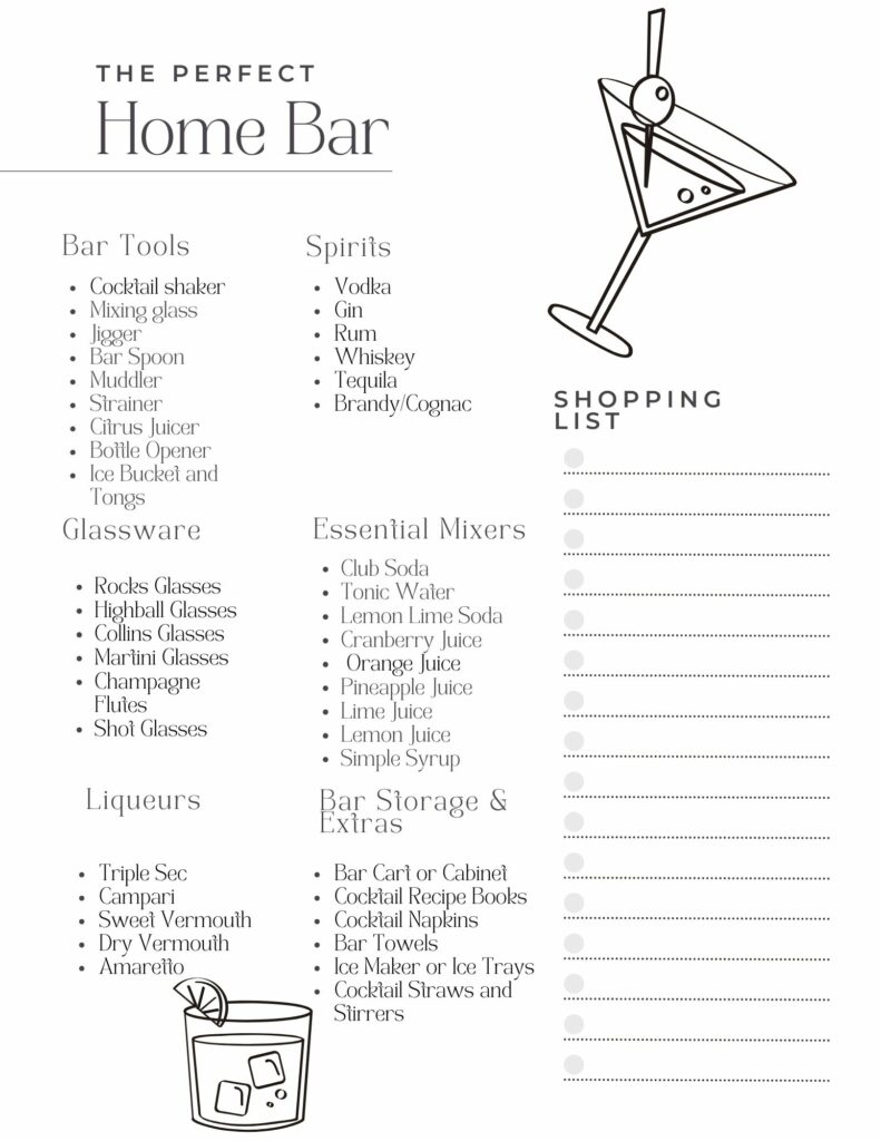 essential home bar checklist
